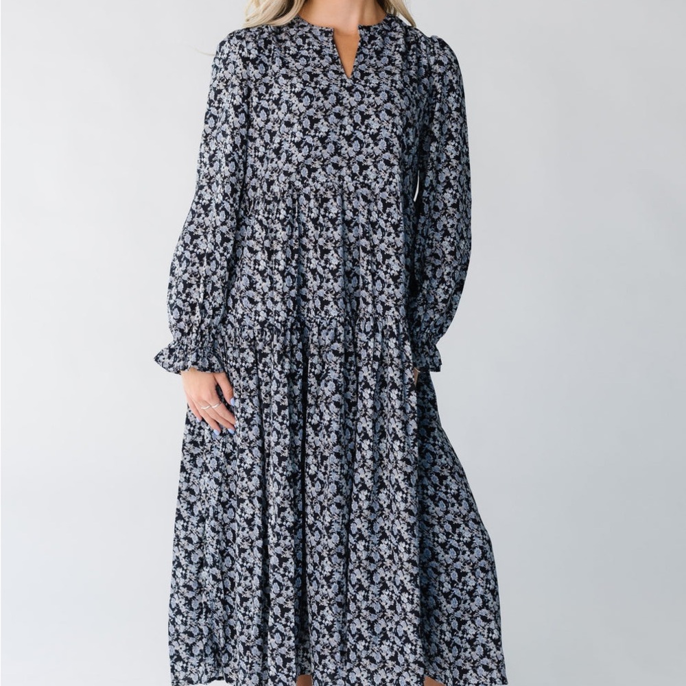 Brass & Roe Roxi Chiffon Dress Womens Medium Floral Called to Surf Modest NWT
